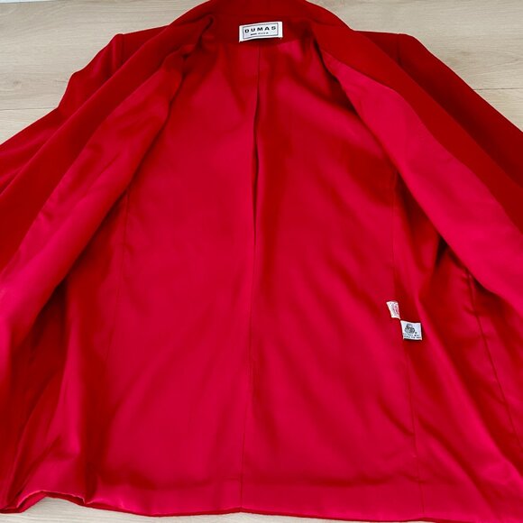 Vintage Dumas 100% Wool Women's Holiday Red Blazer Large 8-10 / Made in the USA - Picture 2 of 16